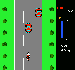 MotoRace USA (NES) screenshot: Going top speed