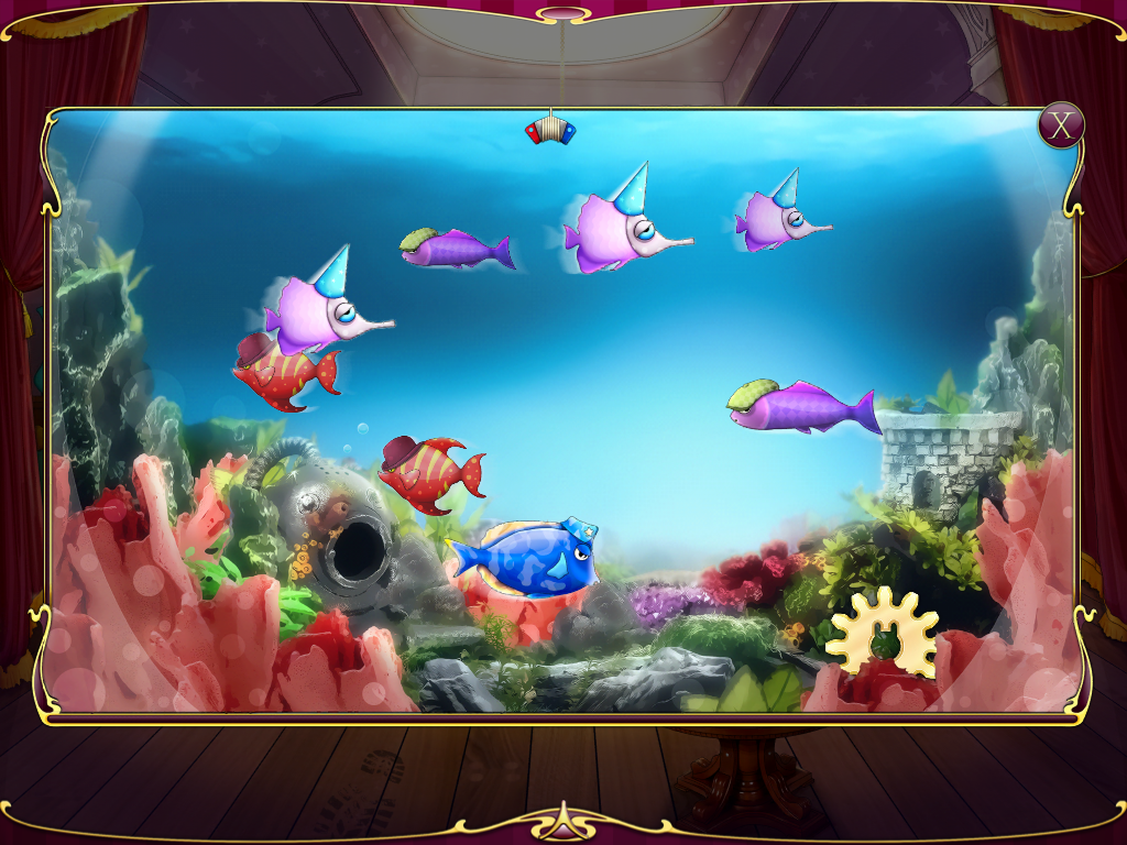 Hare in the Hat (iPad) screenshot: Looking at the fish bowl. It is too early to do this puzzle.