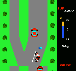 MotoRace USA (NES) screenshot: A fuel barrel