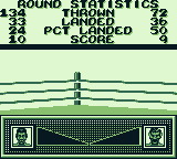 Riddick Bowe Boxing (Game Boy) screenshot: The stats after 1 round.