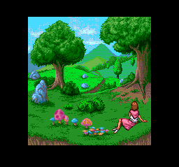Faerie Dust Story: Meikyū no Elfeane (TurboGrafx CD) screenshot: Wonderland, indeed!