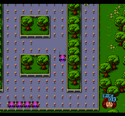 Faerie Dust Story: Meikyū no Elfeane (TurboGrafx CD) screenshot: Pac-man mini-game - with cars!