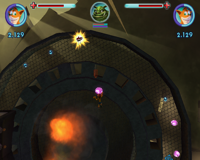Crash: Mind over Mutant (PlayStation 2) screenshot: Climbing on a rolling wheel