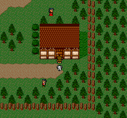 Startling Odyssey (TurboGrafx CD) screenshot: Leon's home village. The graphics look much better in the <moby game="Startling odyssey ii"> prequel</moby>, released only a year later