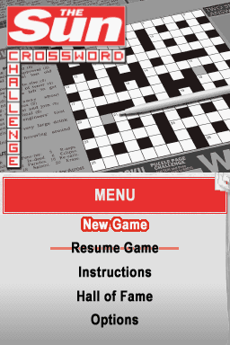 The Sun Crossword Challenge (Nintendo DS) screenshot: Main Menu