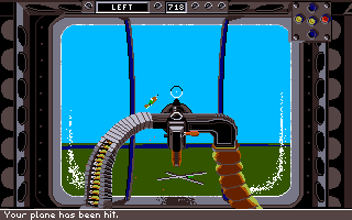 Their Finest Hour: The Battle of Britain (Amiga) screenshot: The He 111 has five different gunner positions.