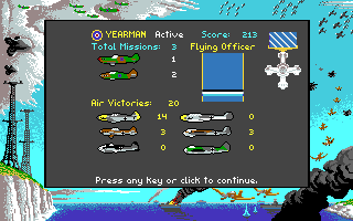 Their Finest Hour: The Battle of Britain (Amiga) screenshot: Service records and medals for a RAF pilot