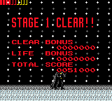 Batman Returns (Game Gear) screenshot: Stage 1 clear
