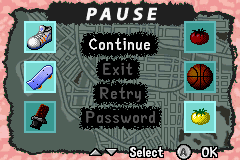 Hey Arnold! The Movie (Game Boy Advance) screenshot: Pause screen