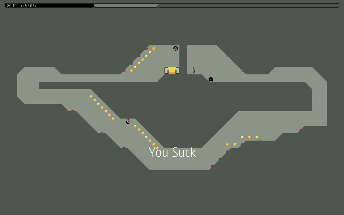 N++ (Windows) screenshot: You Suck is activated in the Race mode.