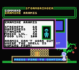 Stormbringer (MSX) screenshot: I examined Aramis