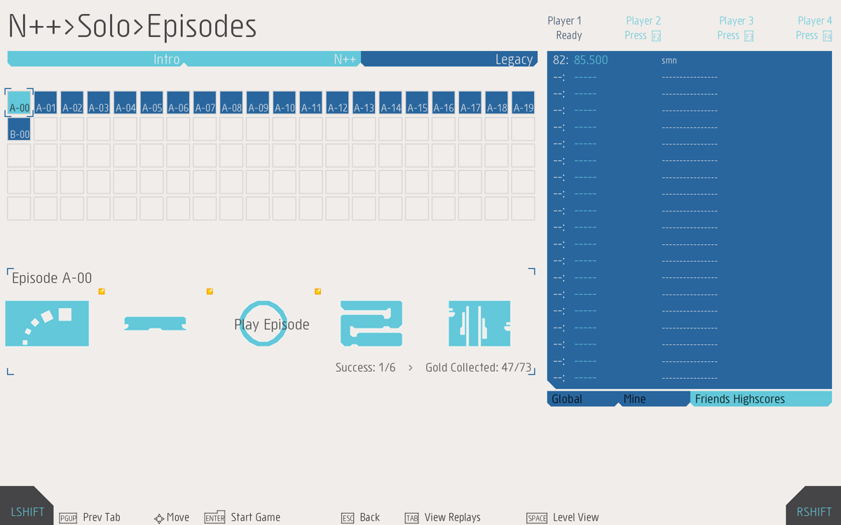 N++ (Windows) screenshot: Episode selection