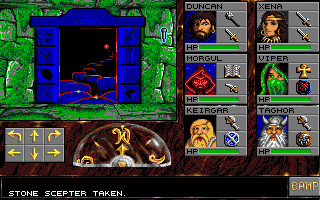 Eye of the Beholder (Amiga) screenshot: We have activated the magical portal with the stone scepter.