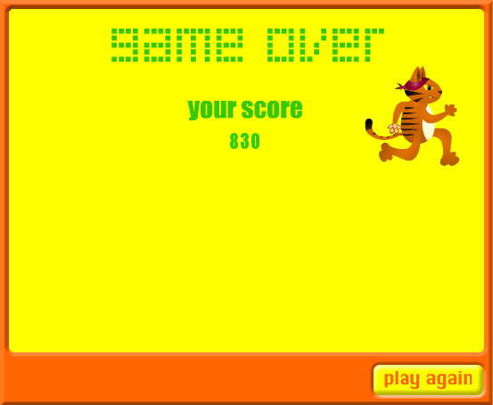 Bandit Bites (Browser) screenshot: Game over screen