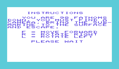 Submariner (VIC-20) screenshot: Instructions