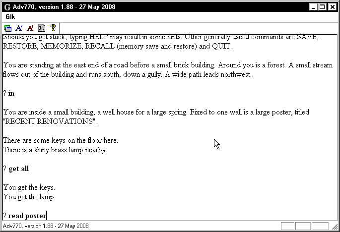 ADV770 (Windows) screenshot: Getting some inventory items