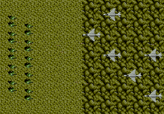 Super Daisenryaku (Genesis) screenshot: Planes vs. troops