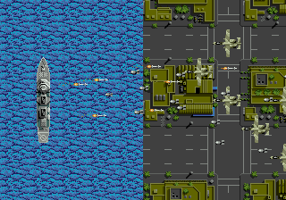 Super Daisenryaku (Genesis) screenshot: Planes vs. a ship