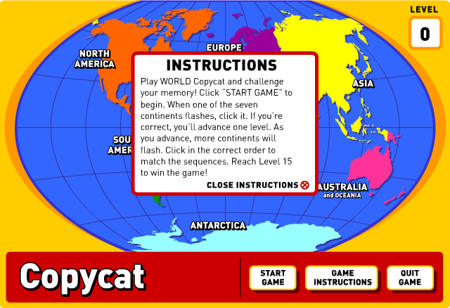 Copycat (Browser) screenshot: The instructions