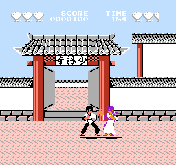 Fūun Shaolin Ken (NES) screenshot: Took off some of the opponents energy
