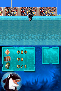 Shamu's Deep Sea Adventures (Nintendo DS) screenshot: Shamu meets his anticipating audience