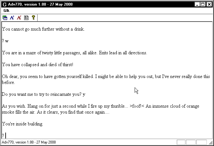 ADV770 (Windows) screenshot: Dying in the maze