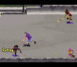 Street Hockey '95 (SNES) screenshot: Instant replay