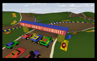 Race Mania (DOS) screenshot: Pre-rendered intro sequence