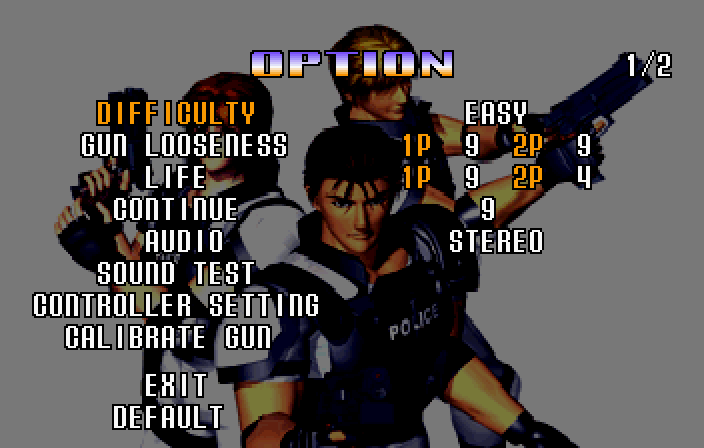 Virtua Cop 2 (SEGA Saturn) screenshot: Options