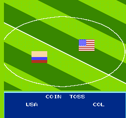 Goal! Two (NES) screenshot: Showing which team has that side of the field