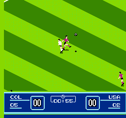 Goal! Two (NES) screenshot: Kicking the ball