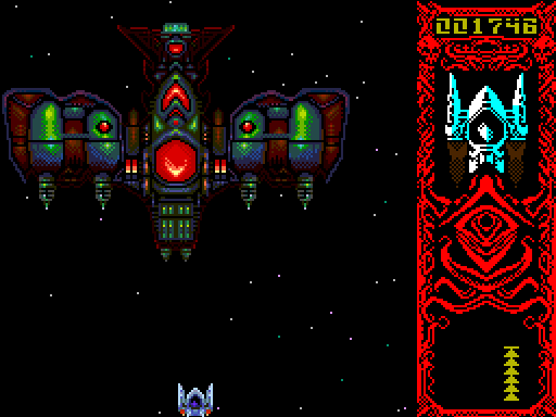 Warhawk (ZX Spectrum Next) screenshot: The level 2 end boss.