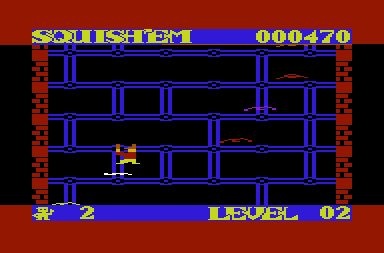 Squish 'em (VIC-20) screenshot: Jumped on top of an opponent