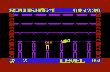 Squish 'em (VIC-20) screenshot: Finally made it to the top!