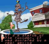 The Fish Files (Game Boy Color) screenshot: Statue of the founder