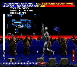 Terminator 2: Judgment Day (SNES) screenshot: Collecting a weapon powerup.