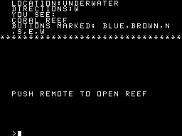 007: Aqua Base (TI-99/4A) screenshot: Using hint feature