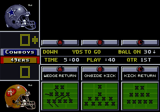 Prime Time NFL Football starring Deion Sanders (Genesis) screenshot: Play Select