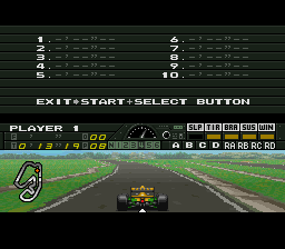 F1 Pole Position (SNES) screenshot: A curve up ahead