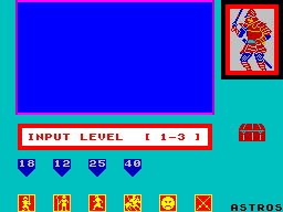 Samurai (ZX Spectrum) screenshot: Choosing a level.