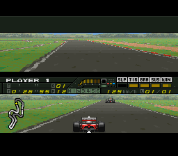 F1 Pole Position (SNES) screenshot: On a straightaway