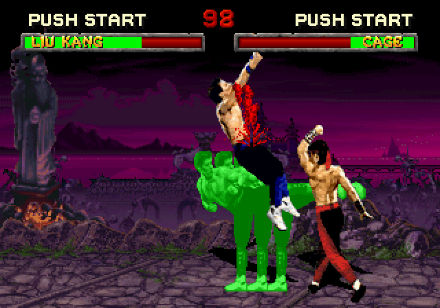 Mortal Kombat II (SEGA Saturn) screenshot: Uppercut during shadow kick