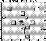 Solomon's Club (Game Boy) screenshot: Level 1 room 6, hit by a spark, lose a life