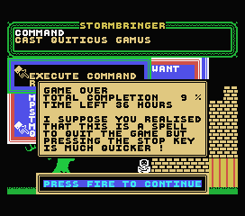 Stormbringer (MSX) screenshot: I Quiticus Gamus.