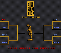 Super Slam Dunk (SNES) screenshot: Playoff bracket