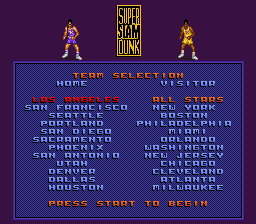 Super Slam Dunk (SNES) screenshot: Select a team