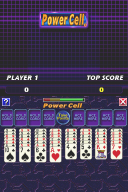 TouchMaster (Nintendo DS) screenshot: Check out this electrifying version of Solitaire called 'Power Cell'!