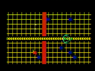 Tron: Solar Sailer (Intellivision) screenshot: Sector boundary red line