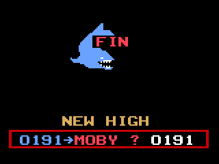 Shark Hunter (Odyssey 2) screenshot: Game over, but we've got a new high score.
