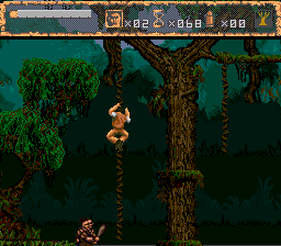 No Escape (SNES) screenshot: Climbing a rope